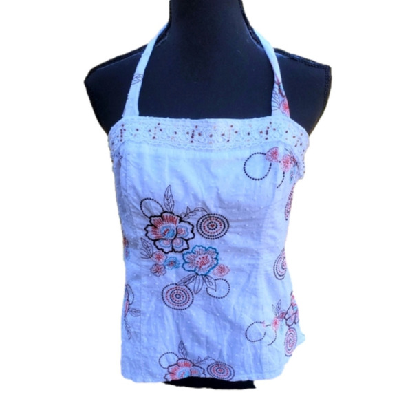 White Halter With Flowers New XL - Picture 1 of 9